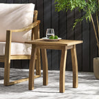 Outdoor Patio Side Table, Wood Accent End Table in Natural Stained, Weather-Resistant Rectangular for Living Room Indoor Garden Lawn Porch, Easy to Assemble, Natural