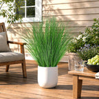 Sweetyear 12Pcs Artificial Plants Outdoor, 21" Fake Shrubs Wheat Grass, Greenery Stems Onion Grass, UV Resistant Faux Tall Grass Plants for Garden Porch Window Box Indoor Home Decor (Green)