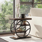 Tribesigns 25-Inch End Table for Living Room, Small Side Table with 4-Tier Storage Shelf, Narrow Industrial Nightstand with Geometric Metal Frame, for Home Bedroom Small Space