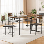 Dining Table Set for 4, Kitchen Table and Chairs for 4, Kitchen Table with 4 PU Leather Upholstered Dining Room Chairs for Kitchen Room and Small Spaces, Rustic Brown