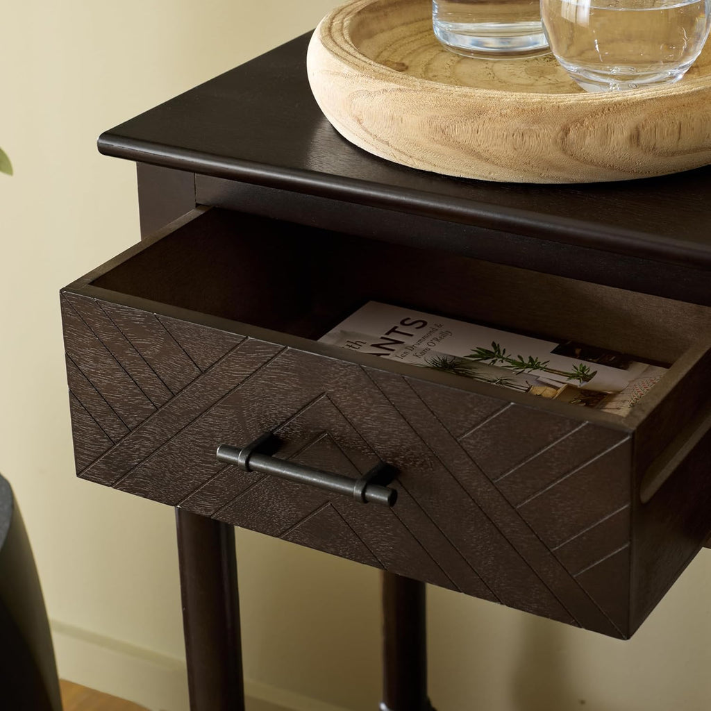 SAFAVIEH Home Collection - Peyton Dark Chocolate Console Table with 3 Drawers and 1 Shelf, Farmhouse Accent Entryway Table (CNS5705E)