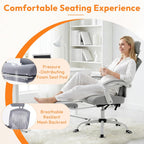 Ergonomic Office Chair with Footrest, Comfortable Desk Chair Gaming Chair with Leg Rest, Swivel Mesh Desk Chair with Headrest and Lumbar Support for Home, Office, Work, Study, Grey