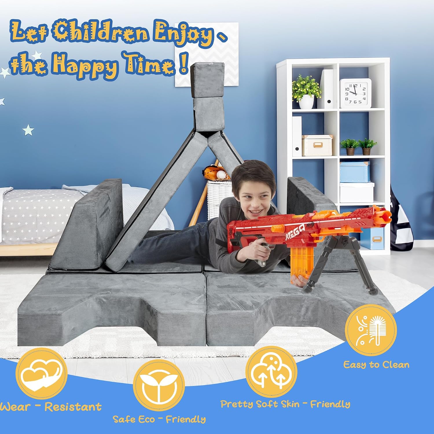 Modular Kids Sofa,Couch for Toddler and Baby Playroom/Bedroom,Perfect Toddler & Baby Couch for Play & Lounging,Ideal for Boys & Girls.New Recommended