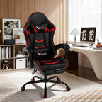 Gaming Chair for Adults, Ergonomic Gamer Chair with Footrest,Pocket Spring Cushion, Computer Office Desk Reclining Chair with Enlarged Metal Base, Linkage Armrests, Lumbar & Headrest Black & Red