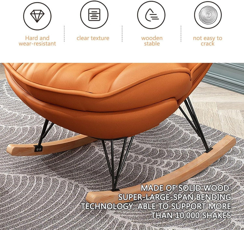 Home Living Room Bedroom Rocking Chair Chair with High Backrest,Rocking Chair Adult Lazy Sofa Can Recline,Comfortable Living Room Rocking Chair with Footstool,H,One Size