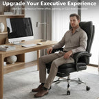 Big and Tall Comfy Office Chair,Ergonomic High Back Executive Desk Chair with Foot Rest,Heavy Duty Reclining Computer Chair with Wide Spring Cushion for Cross Legged,Home,Office,Gaming