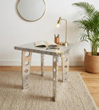 Handcrafted Aluminum Aviator Side Table- Square End Table with Retro Vintage Aircraft Style Coffee Table with Rivets and Cutout Legs Perfect for Living Room, Bedroom and Office Cafe and Rastaurants
