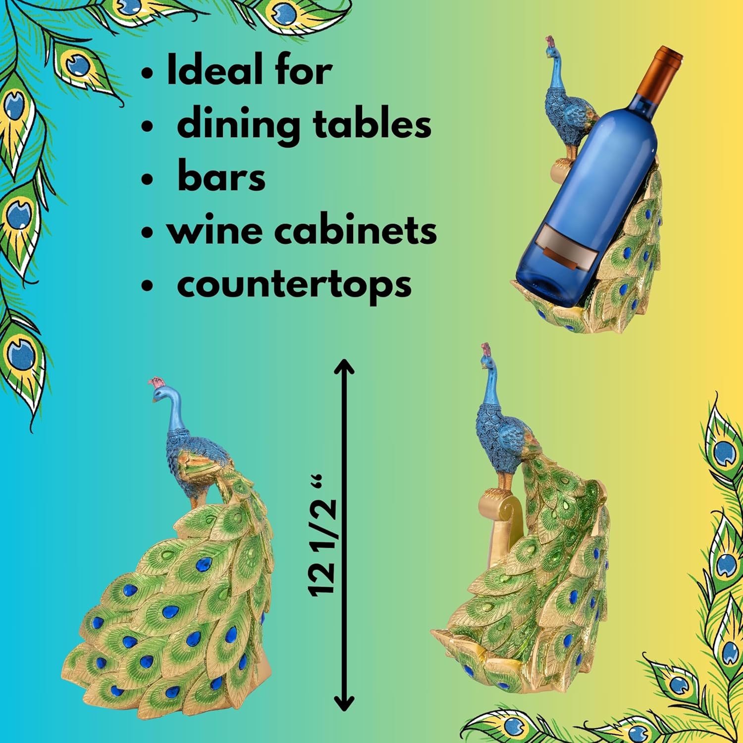 Decorative Wine Bottle Holder - Peacock Blue