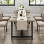 IRONCK 71" Dining Table for 6-8 People, Industrial Kitchen Table with Sturdy Metal Frame, Rectangular Grey Wood Dinner Table for Dining Room