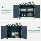 HABAU Outdoor Storage Cabinet with Potting Bench & Metal Tabletop, Wooden Planting Workstation for Garden Patio, Weatherproof