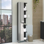 Modern Single Door Cabinet, Storage Cabinet with Five External Shelves and Four Interior Shelves,for Kitchen Home