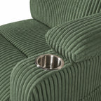 ERYE Power Reclining Chair Corduroy Upholstered Nursery Armchair,Glider Rocker Swivel Recliner W/Vibration Heat,USB-C Ports,Cupholder,Hidden Storage & Adjustable Headrest