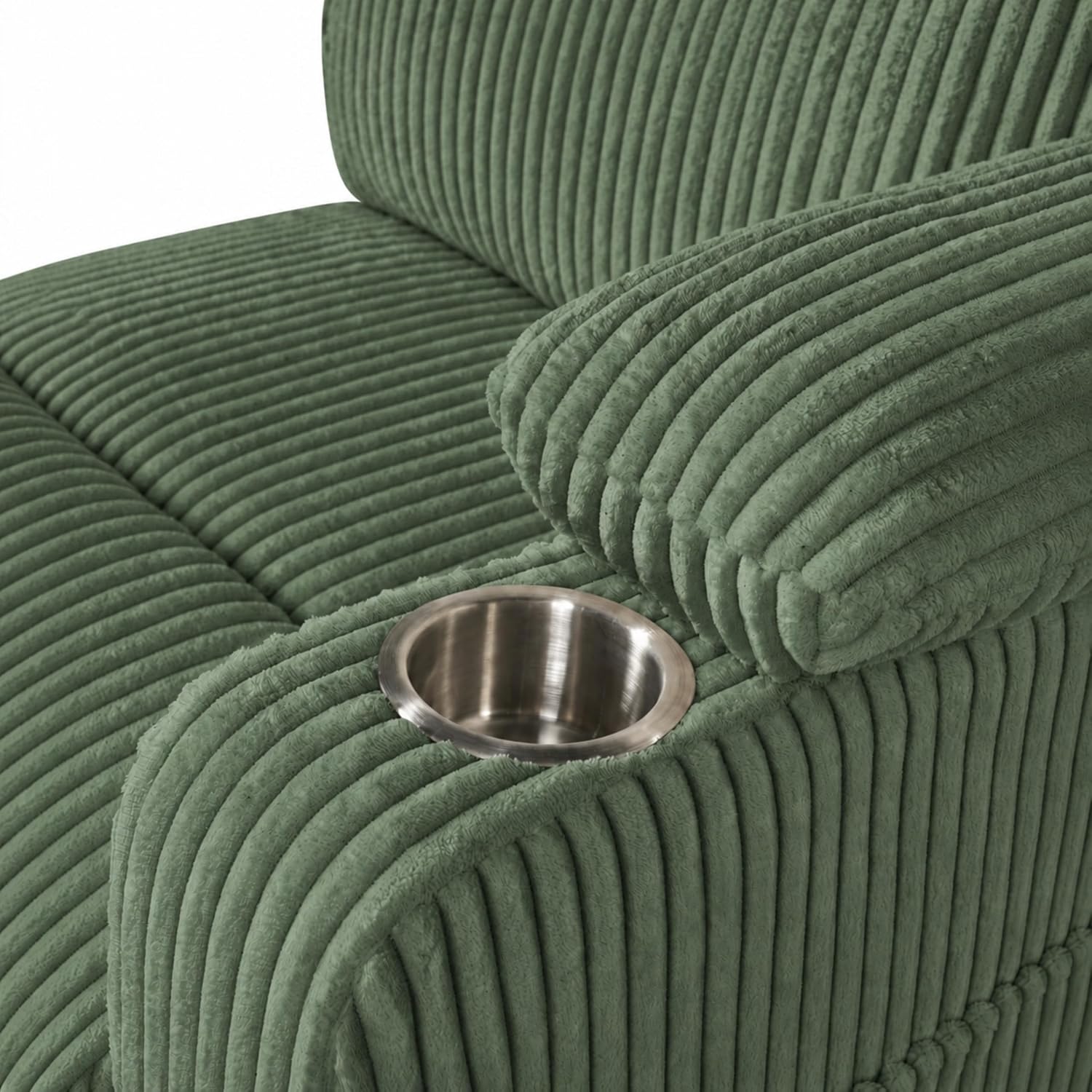 ERYE Power Reclining Chair Corduroy Upholstered Nursery Armchair,Glider Rocker Swivel Recliner W/Vibration Heat,USB-C Ports,Cupholder,Hidden Storage & Adjustable Headrest