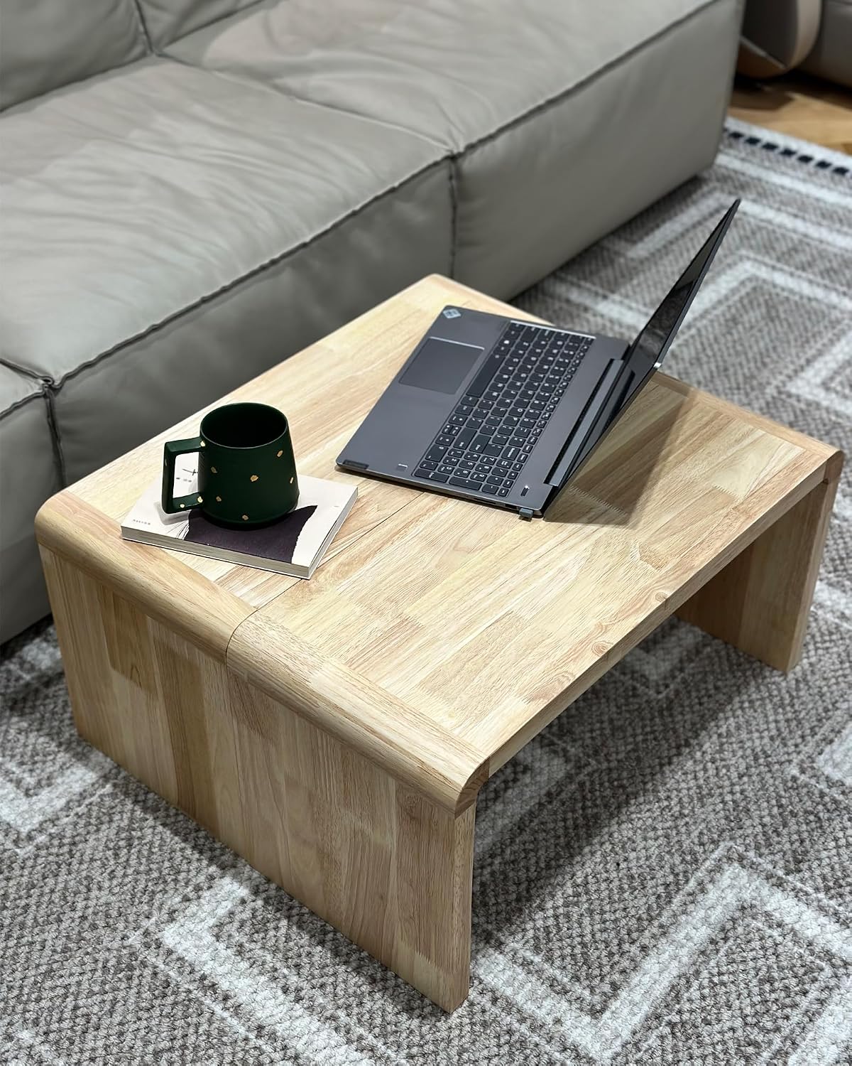 C-Shaped Side Table Solid Wood End Table for Couch (2, 27.2" H-Natural) | Suitable for Sofa and Bed, Wooden C Tables for Living Room Bedroom, Small Snack Tray Table for Space Saving