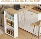 DreamDashio Kitchen Island with Storage, Rolling Kitchen Island with Swivel Table, Drawers & Shelves, Mobile Kitchen Island Cart with 360° Swivel Extendable Dining Table for Kitchen, Dining Room