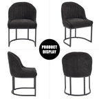 Dining Chairs Set of 2, Linen Upholstered Dining Room Chairs with Black Metal Legs, Modern Kitchen Side Chairs Reading Chair (Black+Black, Set of 2)