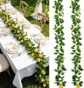 2Pcs Artificial Lemon Vine Garland with Fruits, 12FT Lifelike Yellow Lemon Vines, Faux Greenery for Wedding Home Wall Decor, Indoor Outdoor Hanging Kitchen Bathroom Party DIY