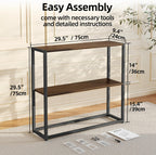 TIQLAB Console Table with Shelves, 29.5" Small Entryway Table Narrow Sofa Table, Couch Table, Side Table, Entry Table for Hallway, Living Room, Small Space, Walnut