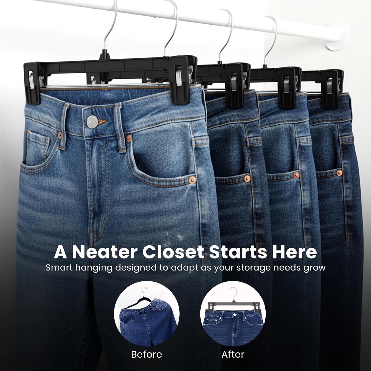 Utopia Home Skirt Hangers - 30 Pack Plastic Hangers with Clips and 360 Swivel Hook for Closet Use and Hanging Bottoms Such as Skirts Pants Jeans