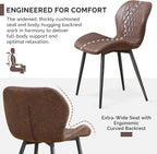 Dining Chairs Set of 6, Comfy Modern Dining Chairs with Thick Cushions, Upholstered Fabric Kitchen Side Chairs with Adjustable Metal Legs for Dining Room (Brown)