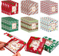 Gersoniel 30 Pcs Christmas Sublimation Ornaments Gift Boxes 3.54"x3.54"x0.7" Christmas Packaging Boxes with Window Sublimation Ceramic Discs Gift Wrapping for Festivals Holidays Xmas(Whimsical)