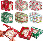 Gersoniel 30 Pcs Christmas Sublimation Ornaments Gift Boxes 3.54"x3.54"x0.7" Christmas Packaging Boxes with Window Sublimation Ceramic Discs Gift Wrapping for Festivals Holidays Xmas(Whimsical)