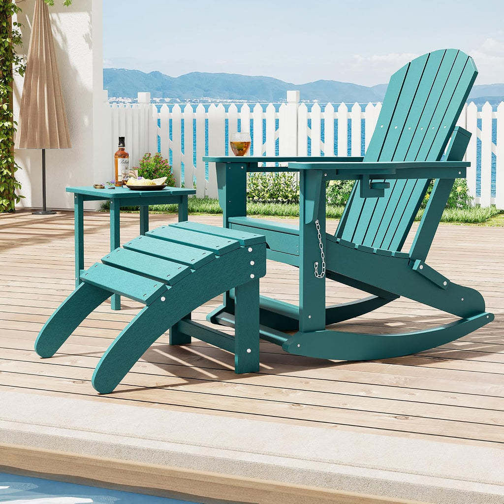 PeakPursuit Adirondack Ottoman Foot Rest for Adirondack Chair, HDPE Resin Weather-Resistant Outdoor Patio Footstool for Porch, Pool, Lawn & Backyard Use