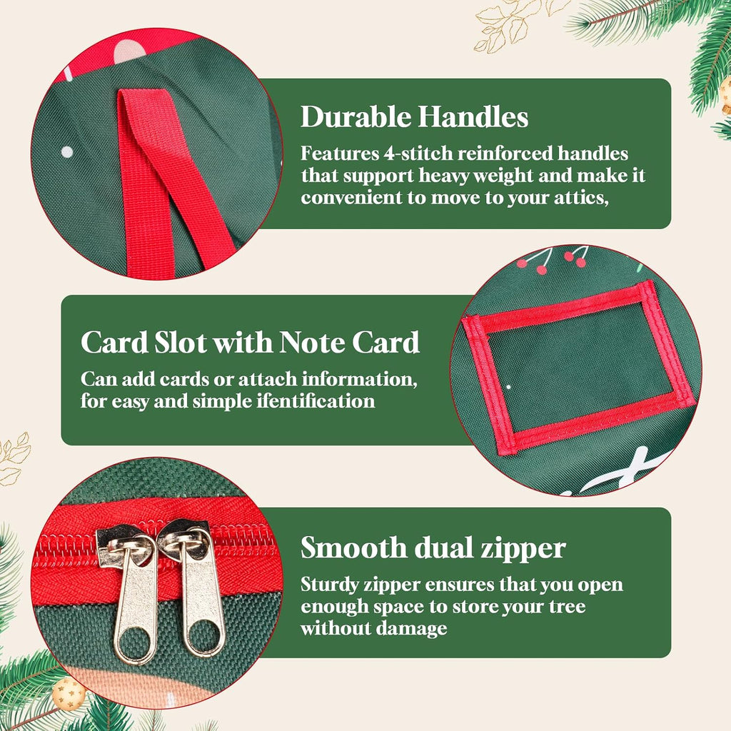 Christmas Tree Storage Bag: Oxford Fabric Tree Bag Fits up to 7.5 ft Tall Christmas Artificial Tree with Wide Opening Dual Zippers Waterproof Protects from Moisture Dust