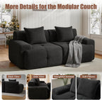 Modern Loveseat Sofa, 73.2" Black Boneless Couch with Spring and Foam Fill, Soft Pineapple Lattice Material, No Assembly Required for Living Room & Guest Room