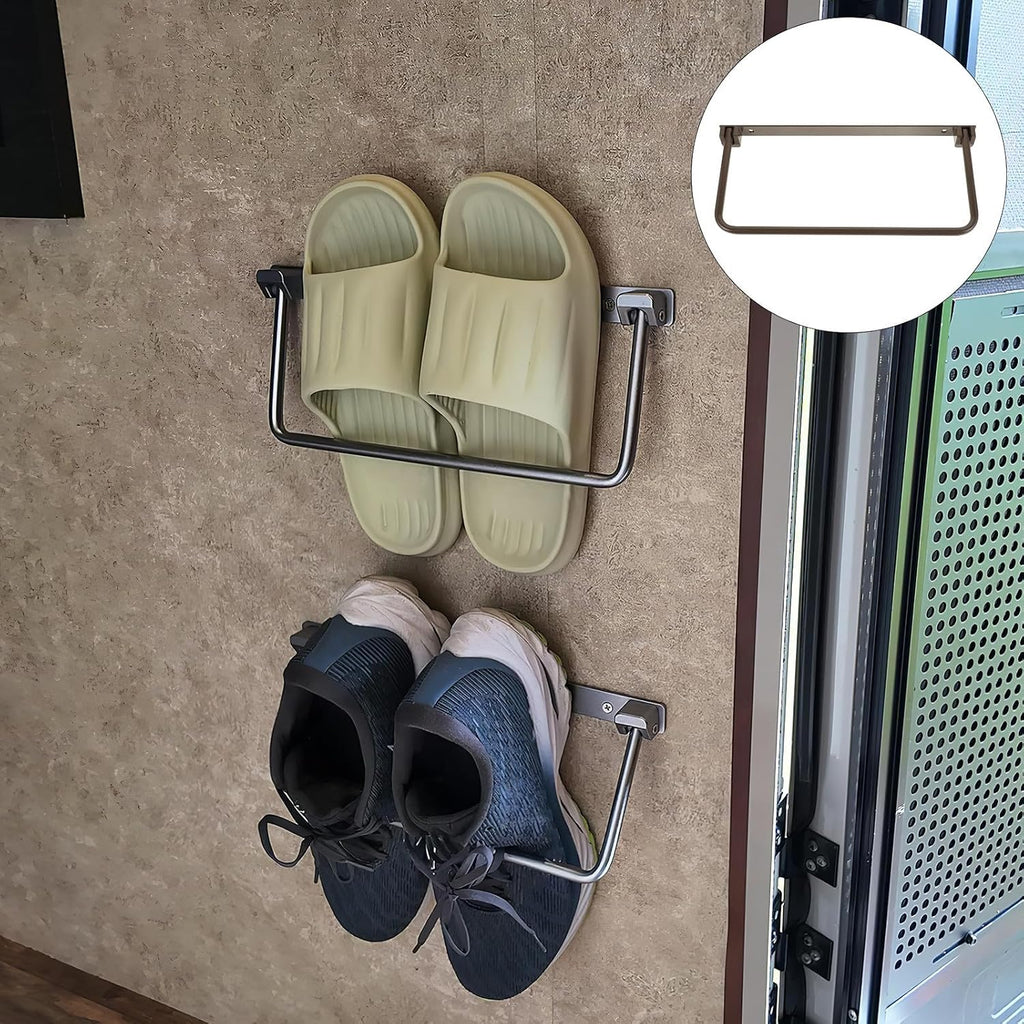 Hemobllo Foldable Aluminum Shoe Rack with Large Capacity Storage and Lightweight Design, Wall Mounted Shoe Organizer for Outdoor Activities and Indoor Use