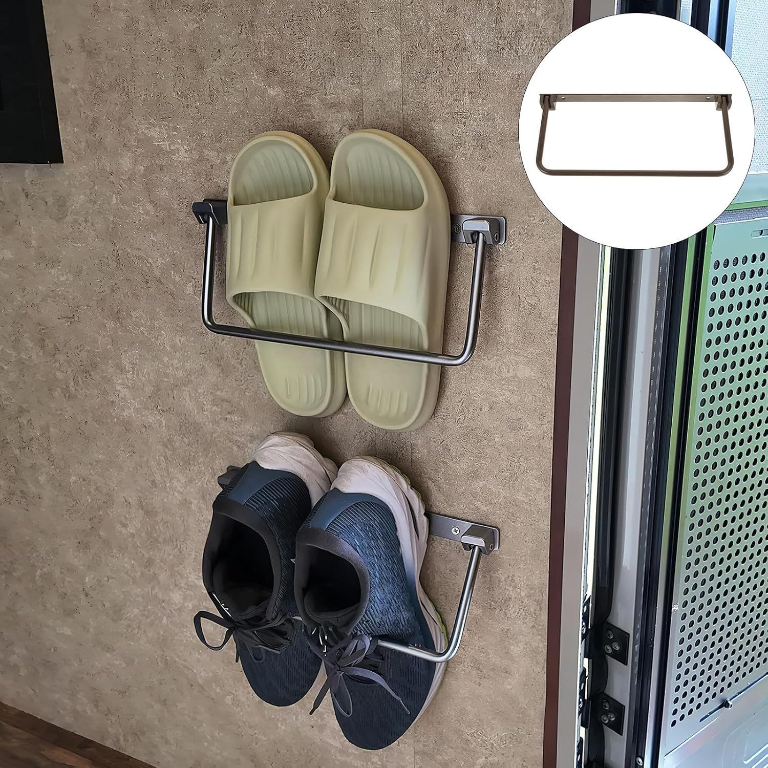 Foldable Aluminum Shoe Rack Door Hanger with Easy Installation Space-Saving Shoe Organizer Rack for Camping and Travel for Closet or Wall Mount