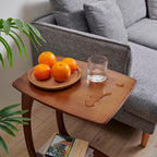C-Shaped End Table with Wheels,Walnut Color(18.1" Dx13.7 W x24.8 H) | Rolling Side Table,C Table with Wheels,TV Tray Table,Couch Table that Slide Under for Living Room,Bedroom