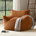 Oversized Bean Bag Chair for Adults, Giant Plush Boneless Bean Bag Couch with Wide Armrests for Bedroom, Living Room & Dorm - Comfy Reading Chair, Single Accent Floor Chair (Orange)