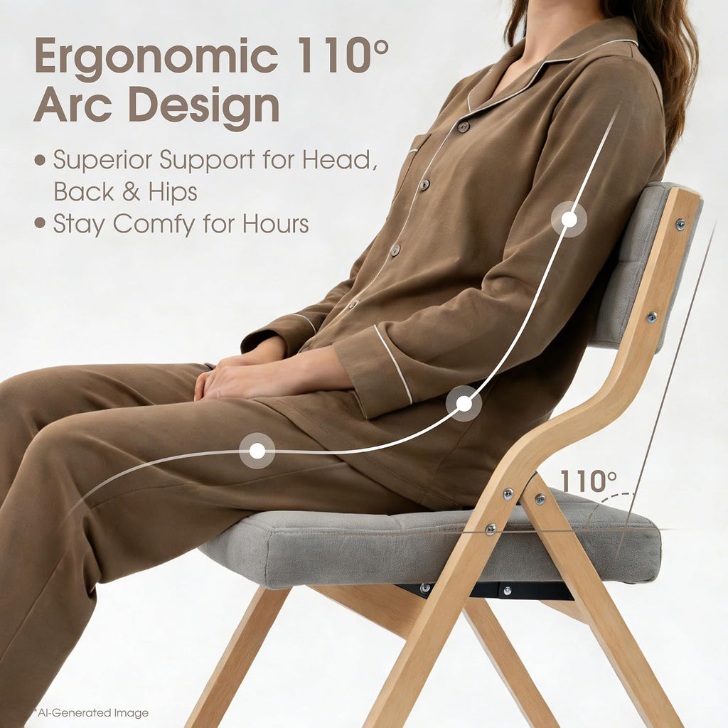 Padded Folding Chair,Folding Chair with Cushion 2 Pack,Wooden Folding Chairs and Comfortable Chairs Seat for Indoor, Kitchen, Office, Wedding Party and Dining Gray