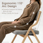Padded Folding Chair,Folding Chair with Cushion 2 Pack,Wooden Folding Chairs and Comfortable Chairs Seat for Indoor, Kitchen, Office, Wedding Party and Dining Gray