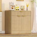 Fluted Buffet Cabinet with Storage, 31.5" Sideboard Cabinet, Coffee Bar Cabinet with 2 Doors and Adjustable Shelf for Living Room, Kitchen, Entryway, Natural
