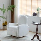 Merax Boucle 360 Swivel & Glider Recliner Chair, Adjustable Nursery Glider Rocker for Living Room, Bedroom Beige