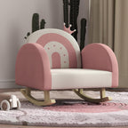 Qaba Kids Rocking Chair, Princess Crown Toddler Chair, Children's Armchair Rocker with Rainbow Backrest for Bedroom, Playroom, Pink