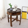 Rustic Oak Whiskey Barrel End Table, 24" Tall x 22" Wide, Brown