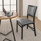 VECELO Folding Chairs Set of 4 with Cushion, Foldable Padded Seats with Heavy Duty Metal Frame for Kitchen/Dining/Living Room, No Assembly & Space Saving Design, Grey