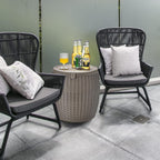 Tangkula 9.5 Gal Cooler Bar Table, Patio Wicker Ice Cool Bar Table, Outdoor Rattan Bar Table with Ice Bucket, Ice Bucket with Side Handles & Lid, Beer & Wine Cooler for Party, Poolside, Deck, Yard