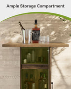 LITTLE TREE Bar Table with Storage Cabinet, 39.4" H Square High Top Pub Table, Wood Bistro Cocktail Table, Farmhouse Design with 3-Tier Cabinet for Pub, Bistro, Bar, Coffee, Dining Rustic Brown