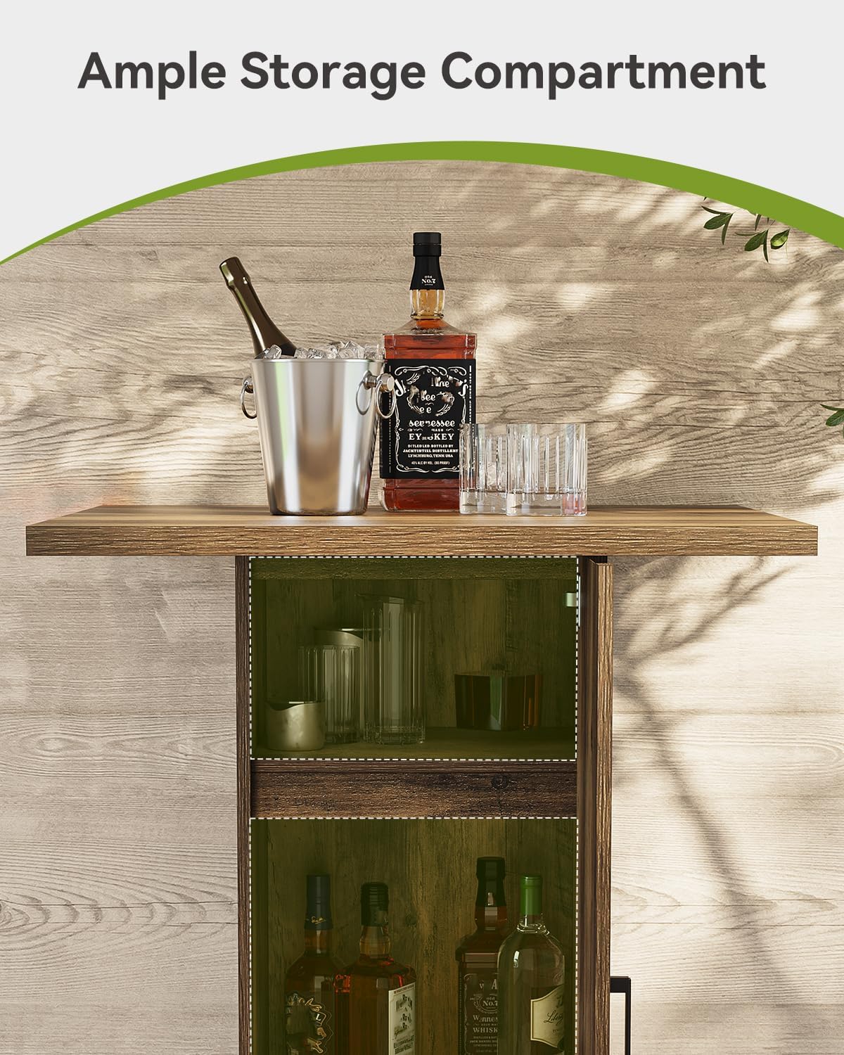 LITTLE TREE Bar Table with Storage Cabinet, 39.4" H Square High Top Pub Table, Wood Bistro Cocktail Table, Farmhouse Design with 3-Tier Cabinet for Pub, Bistro, Bar, Coffee, Dining Rustic Brown