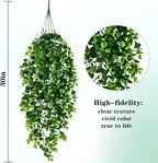 Waipfaru 4Pcs Fake Hanging Plants 2.7ft Fake Plants Eucalyptus Leaves UV Resistant Fake Vines Ivy Artificial Plants Outdoor Faux Plants Indoor Bedroom Living Room Boho Wall Porch Shelf Decor