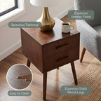Convenience Concepts Oslo 2 Drawer End Table 15.75" - Mid-Century Modern Side Accent with Storage Drawers for Living or Family Room, Bedroom Nightstand, Espresso/Espresso