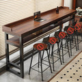 LINLIUA Narrow Bar Table, Tall Pub Table Bar Height Kitchen Dining Table, Industrial Counter Height Breakfast Bar, Couch Bar Table with Lip Single Double Layer, Black or White Frame for Home Kitchen