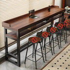 LINLIUA Narrow Bar Table, Tall Pub Table Bar Height Kitchen Dining Table, Industrial Counter Height Breakfast Bar, Couch Bar Table with Lip Single Double Layer, Black or White Frame for Home Kitchen
