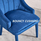 Hyfirm Dining Chairs Set of 2 – High-Back Upholstered Kitchen Chairs with Plush Fabric & Solid Wood Legs, Fully Wrapped Design in Navy Blue