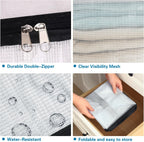Fixwal Blanket Storage Bags With Zipper, 40L Mesh Clear Closet Organizers and Storage Containers for Bedding Duvet Comforter Underbed, 4 Pack