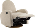 GDFStudio Swivel Glider Recliner Chair Nursery Rocker Recliner Chair with Boucle Upholstered High Back Single Seat Sofa Chair with Deep Seat Manual Nursing Reclining for Living Room, Almond